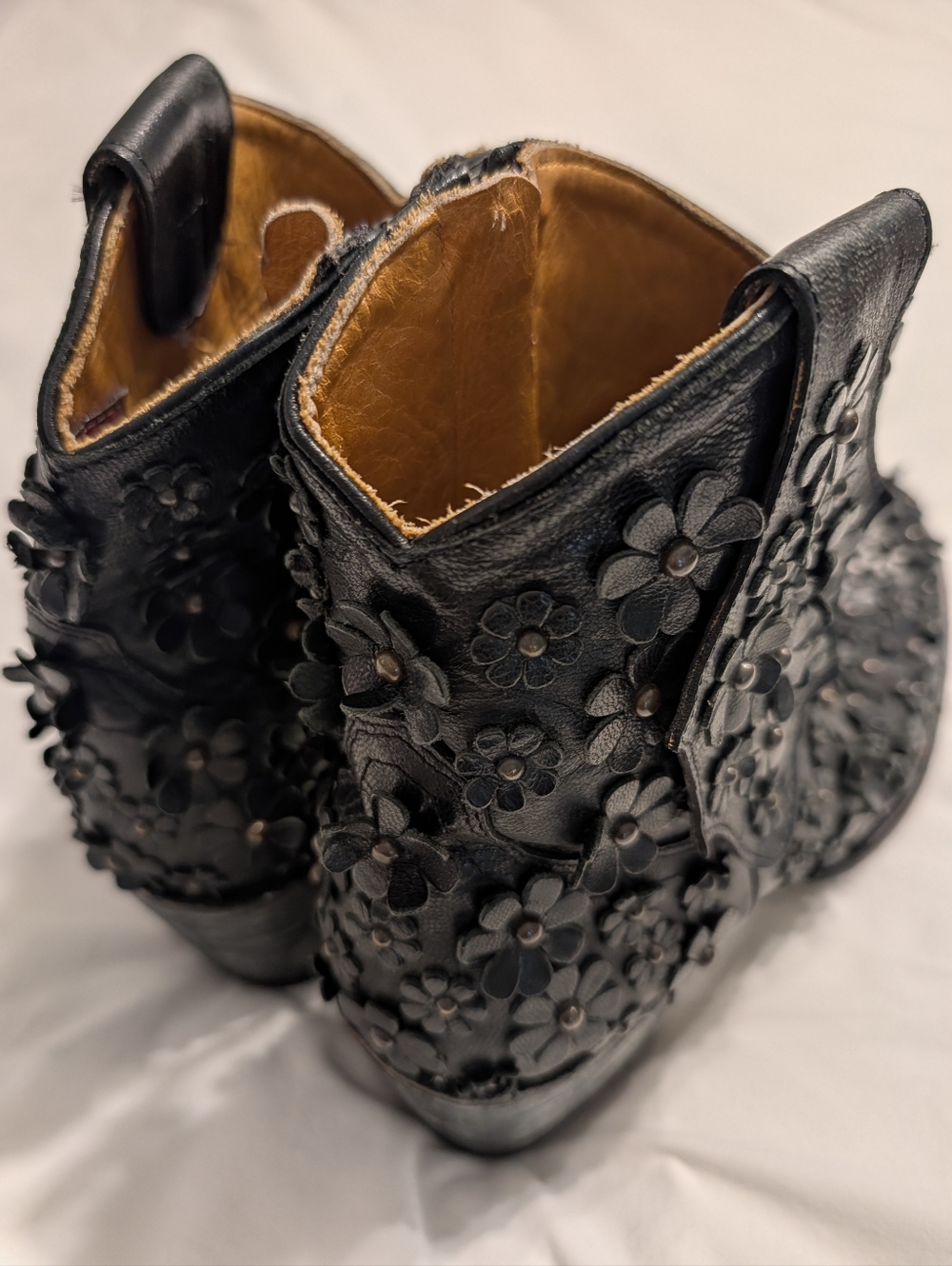 Old Gringo Vesuvio Floral Black Goat & Calf Leather Hippie Chic Cowgirl Boots - Picture 8 of 16